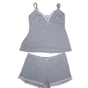 Marilyn Monroe Striped Sleep Set Cami Top & Shorts Lace Trim Soft breathable XL